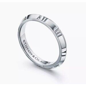 Authentic Tiffany & Co. Atlas X Closed Narrow Ring 18K White Gold Size 5